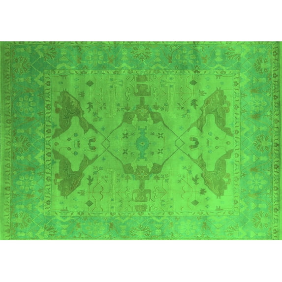 Ahgly Company Indoor Rectangle Oriental Green Industrial Area Rugs, 8' x 10'