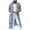 Light blue, variant on IROINID Women's Mid-Long Denim Jacket Turndown Lapel Solid Color Long Sleeve Mid Length Casual Handsome Distressed Denim Long Trench Coat, Light blue