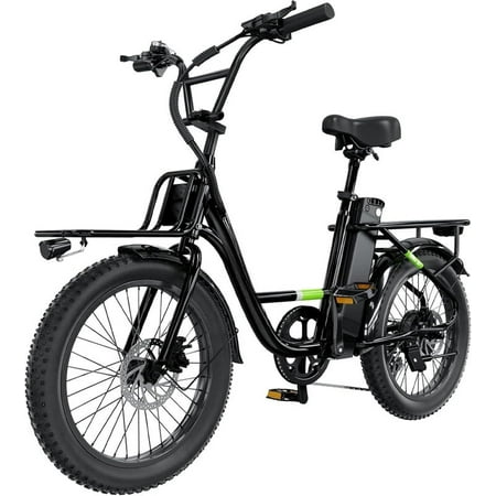 500W Electric Bike for Adults with Dual Cargo Rack,48V Removable Battery,20MPH Step-Thru Frame,7-Speed Gears,20"x3" Fat Tire E-Bike,60+ Miles Range,Black