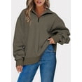 thumbnail image 3 of Eytino Womens Oversized Sweatshirt Half Zip Pullover Long Sleeve Quarter Zip Tops Solid Drop Shoulder Fleece Sweatshirt S Brown, 3 of 3