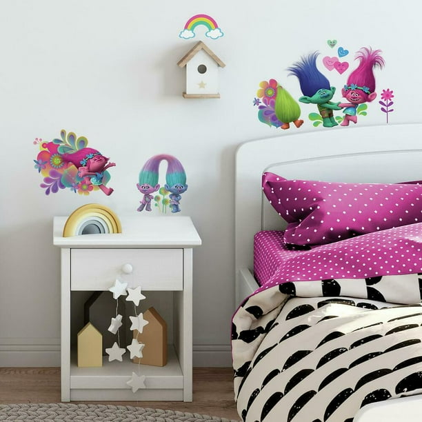 RoomMates Trolls Movie Wall Decals with Glitter