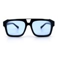 thumbnail image 5 of Mens Euro Mafia Mob Thick Bevel Frame Rectangle Racer Sunglasses [Black Silver - Blue], 5 of 8