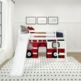 thumbnail image 2 of Low Loft With Easy Slide & Firetruck Curtain, White, 2 of 10