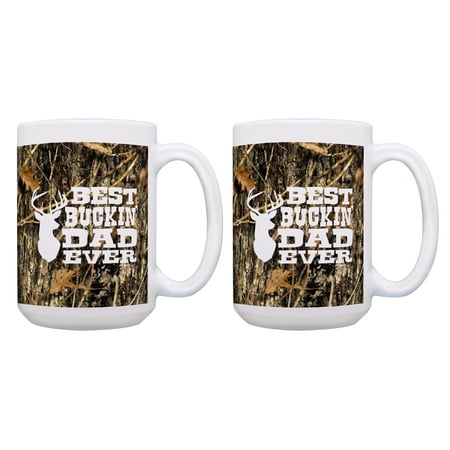 

ThisWear Camo Dad Gifts Best Buckin Dad Ever Awesome Dad Duck Hunting Gift 2 Pack 15oz Coffee Mugs Camo