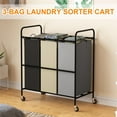 thumbnail image 4 of Ataucjin 2/3-Bag Laundry Sorter Cart Rolling Laundry Hamper With Lockable Wheels And Removable Bags 2/3 Section Large Laundry Basket Organizer Clothes Separator Hamper For Toys Storage, 4 of 6