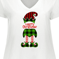 thumbnail image 4 of Inktastic Merry Christmas Elf in Red and Green Plaid Women's Plus Size V-Neck T-Shirt, 4 of 5