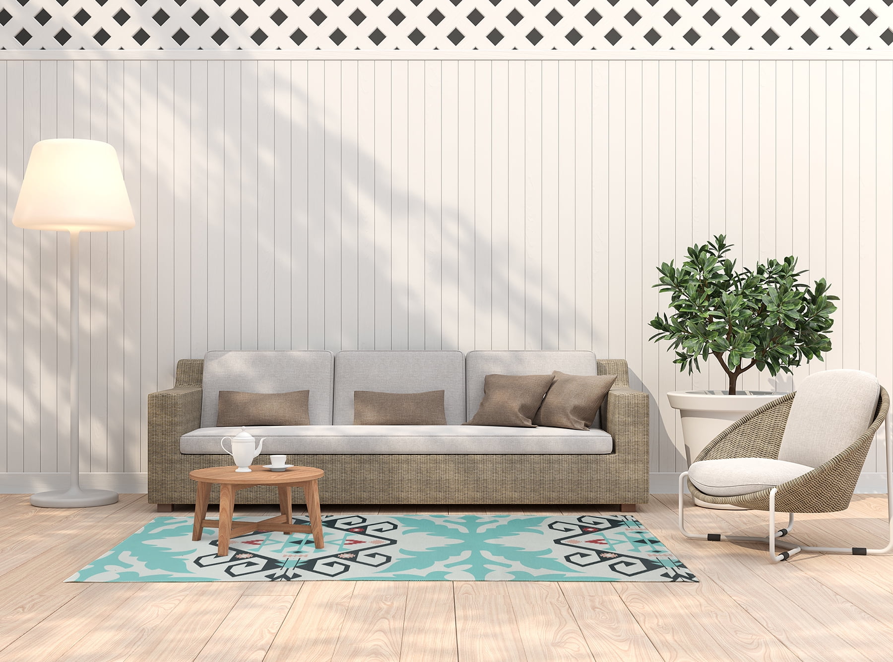 Simply Daisy 5' x 7' Pepper Bombay Medallion Spring Chenille Indoor/Outdoor Rug