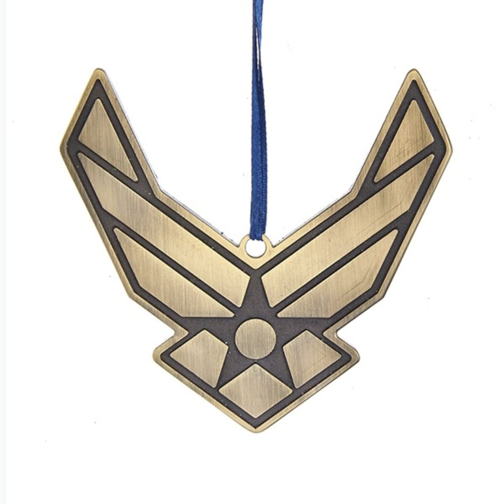 Pack of 12 U.S Air Force??? Gold Metal USAF Logo Christmas Ornaments 5.75