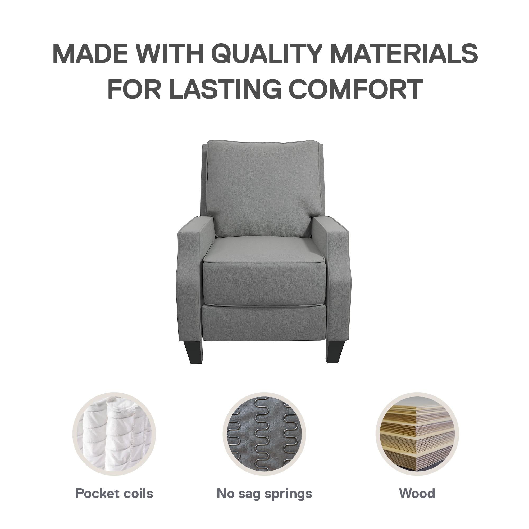 DHP Randen Pushback Recliner Chair for Living Room, Charcoal Microfiber