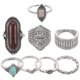 thumbnail image 4 of Juego de 8 anillos para mujer, estilo vintage étnico, con piedras preciosas exageradas, combinación de anillos para dedo, joyería para niñas., 4 of 6