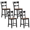 thumbnail image 1 of Costway Wooden Bar Stool Set of 4 Bar Chairs with LVL Rubber Wood Frame, Backrest, Footrest Black, 1 of 10