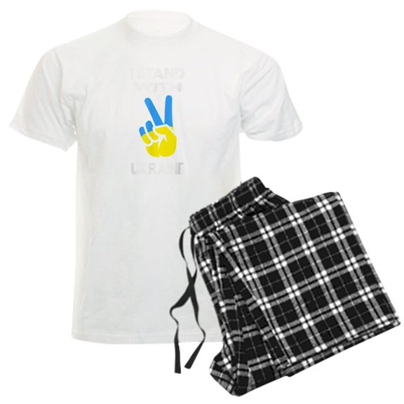 CafePress - Support Ukraine I Stand With Ukraine Ukrai Pajamas - Men's Light Loose Fit Cotton Pajama Set