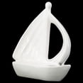 thumbnail image 2 of urban trends ceramic boat figurine, small, gloss white, 2 of 2