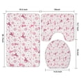 thumbnail image 3 of Pink Breast Cancer and Pioneer Flower Bathroom Rugs Sets 3 Piece,Toilet Cover Set,Absorbent Non Slip Bathroom Mats Sets with U-Shaped Contour Rug Toilet Rug Set, 3 of 5