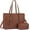 Brown, variant on LOVEVOOK Laptop Bag for Women Vintage Leather Laptop Tote 15.6 inch Large Capacity Computer bag with Clutch Purse for Work