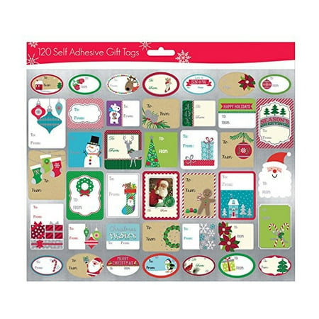 Pack of 120 Self Adhesive Christmas Gift Labels 3 Sheets with 40 Different Designs Xmas Gift ...