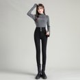 thumbnail image 1 of Pantalones vaqueros ajustados de terciopelo grueso para mujer, pantalones pitillo elásticos ajustados con botones de cintura alta para mamá, pantalones vaqueros informales cálidos para mujer, 1 of 5