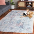 thumbnail image 5 of SAFAVIEH Arizona Carson Distressed Polyester Machine Washable Area Rug, Blue/Rust, 6' x 9', 5 of 13