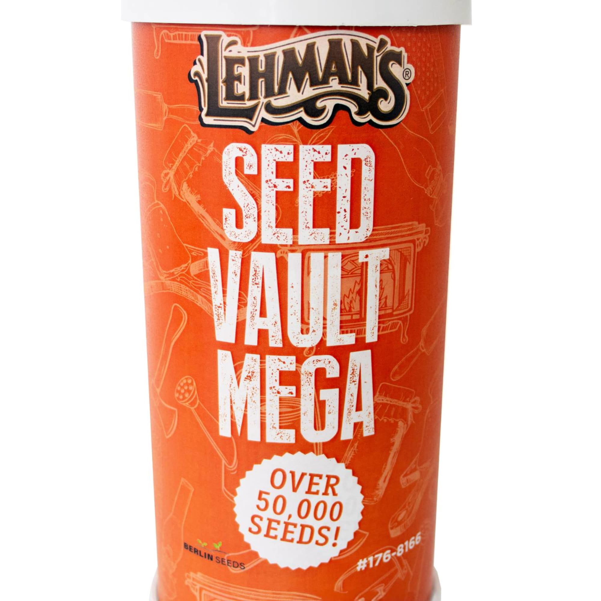Lehman's Heirloom Garden Seed Vault Kit, Mega with PVC Case and Guide, 70+ Varieties of Vegetable Herb and Fruit Seeds, 50K+ Seeds