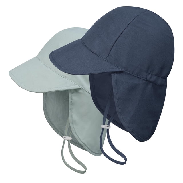 Gorros de playa ECOSUMA para bebés, paquete de 2, 6 a 24 meses, gris y azul marino