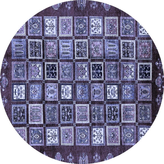 Ahgly Company Indoor Round Abstract Blue Modern Area Rugs, 6' Round