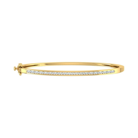 1/2 Carat Diamond Bangle Bracelet in 14K Yellow Gold - IGI Certified (I1-I2 Clarity) (7 Inch)