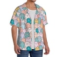 thumbnail image 2 of Uemuo Colorful Cute Pig Pattern Cotton Linen Short Sleeve Shirts,Casual Lightweight Button Down Shirts,Vacation Beach Summer Tops-Small, 2 of 7