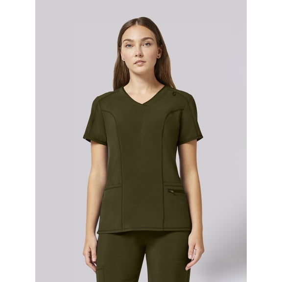 Scrubstar Performance Women’s Shaped Antimicrobial Mesh Panel V-Neck Scrub Top, Sizes XS–3XL