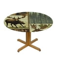 thumbnail image 3 of WYYP Retro Rustic Style Round Tablecloths - Vintage Farmhouse Hunting Theme Wildlife Bear Elk Deer and Water Resistant Fabric Tablecloths Kitchen Tablecloths for Dinner White, 3 of 7