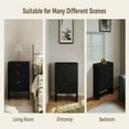 thumbnail image 2 of Resenkos 78CM Long Wooden Cabinet, 3 Drawers with Wavy Pattern, Modern Bedside Cupboard & Dressing Table for Bedroom - Black, 2 of 16