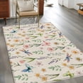 thumbnail image 2 of 3'x5' Rug for Living Room Bedroom, Spring Floral Washable Area Rugs Non-Slip Carpet Mats, Elegant Pastoral Flowers Dragonfly Rustic Indoor Low Pile Area Rug Runner for Kitchen, Mudroom, 2 of 8