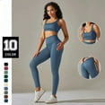 thumbnail image 2 of Sujetador deportivo de Yoga acanalado, Top, mallas, traje de dos piezas, ropa activa para Fitness, conjunto de ropa deportiva para gimnasio y correr, ropa de entrenamiento para mujer, 2 of 5