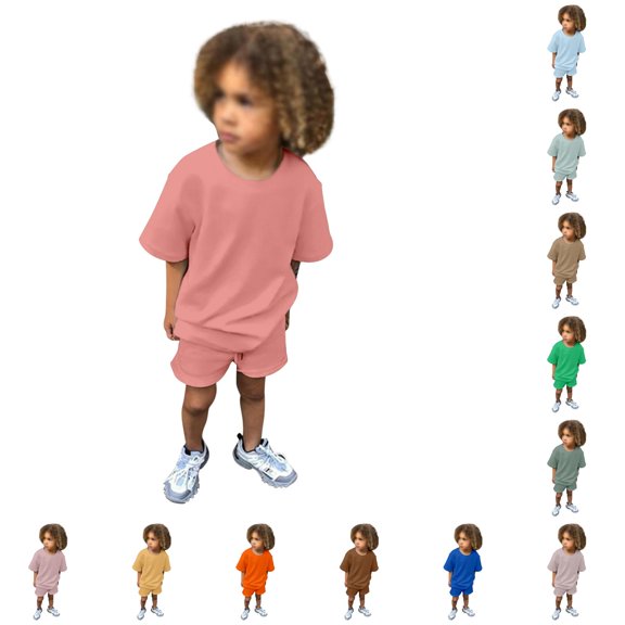 RTKFRFLM Boys 2 Piece Pink Oversized T Shirt Shorts Set Kids Summer Outfit