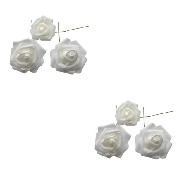 Flores artificiales Bewildely 50 piezas portátiles para el hogar interiores exteriores fiesta banquete boda simulación Blanco 2Conjunto