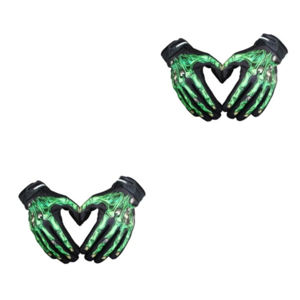 Qarigey Guantes de montar esqueleto de alto rendimiento Guantes de ciclismo de motocicleta transpirables duraderos y a prueba de golpes verde verde XS (niño) 2Conjunto