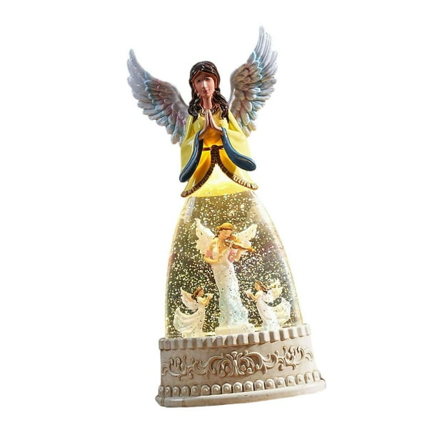 Luz de noche, decoración navideña, figura de ángel, caja de música, globo de nieve para escritorio Estilo D