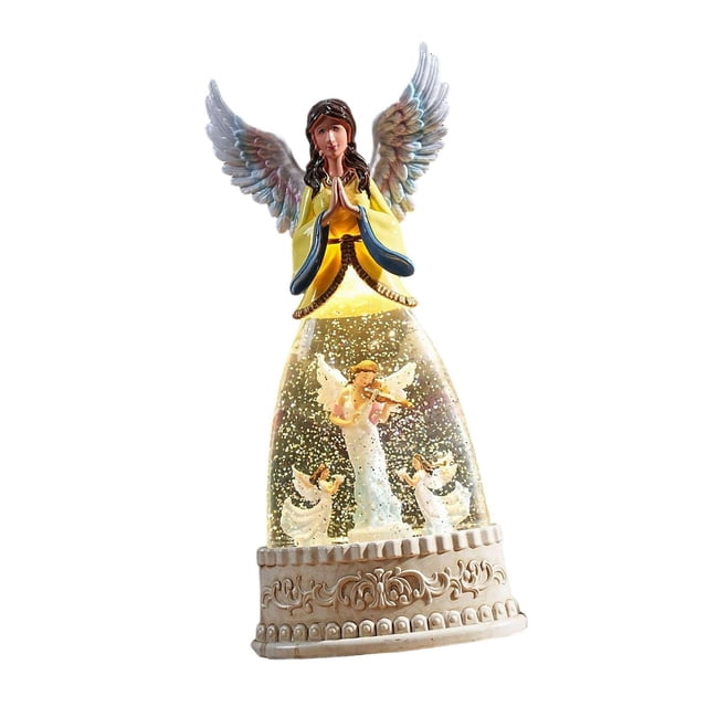 jifeng Christmas Snow Globe Music Box Angel Ornament Night Lamp Tabletop Statue Musical Style D