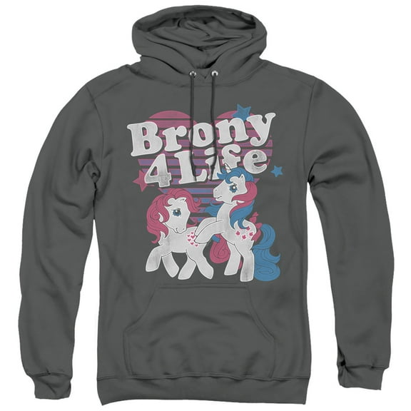 My Little Pony Retro Brony 4 Life Adult Pullover Hoodie Sweatshirt Charcoal