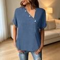 thumbnail image 2 of Kingdiese Womens Casual Short Sleeve Button Front Tunic Top Solid Summer Fashion Tee Girls Size 13, Size XL, 2 of 5