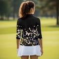 thumbnail image 5 of Uorisanigo Butterfly Daisy Women's Golf Shirt Relaxed Comfortable Quick Dry Athletic Polo Shirts 3/4 Sleeve Soft Breathable Polyester Spandex Fabric Womens Zipper Neck Pullover, 5 of 7