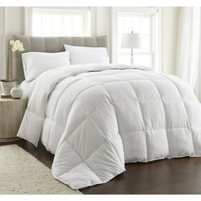 Chezmoi Collection All Season Down Alternative Comforter - Box Stitch Quilted Duvet Insert with Corner Tabs (Full / Queen, White)