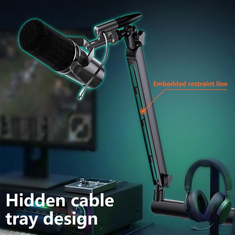 CEORPER Functional Metal Mic Boom Arm Stand Holder With Hide Cable Routing Systems