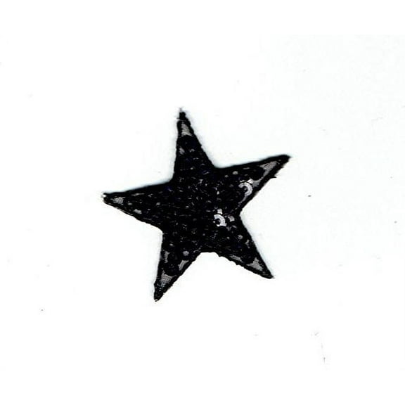 Sequin Star - BLACK - Iron on Applique/Embroidered Patch