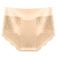thumbnail image 4 of Cotton Underwear for Women Soft Women's Solid Color Lace Court Style Cotton Crotch Mid Waist Plus Size Flat Angle Underwear Beige L, 4 of 6