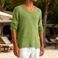 thumbnail image 7 of Men Fall Blouse Mineart Men's Solid V Neck Long Sleeve Hollow Out Knit Sweater Tops Loose Fit Casual Acrylic Knitwear Blouses Lightweight Breathable Pullover Shirts, 7 of 7