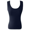 thumbnail image 4 of CUZIBR Ladies' Casual Tank Top Scoop Neck Tank Solid Color Sleeveless Ribbed Casual T Shirt Slim Fit Basic Vest For Womens Vacation Trendy,Navy,M, 4 of 4