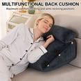 thumbnail image 3 of CJC Velvet Soft Triangular Wedge Pillow with Side Pocket, 3 in 1 Adjustable Bed Reading Pillow Bedrest Lumbar Neck Back Support Cushion, Gray Black, 3 of 9