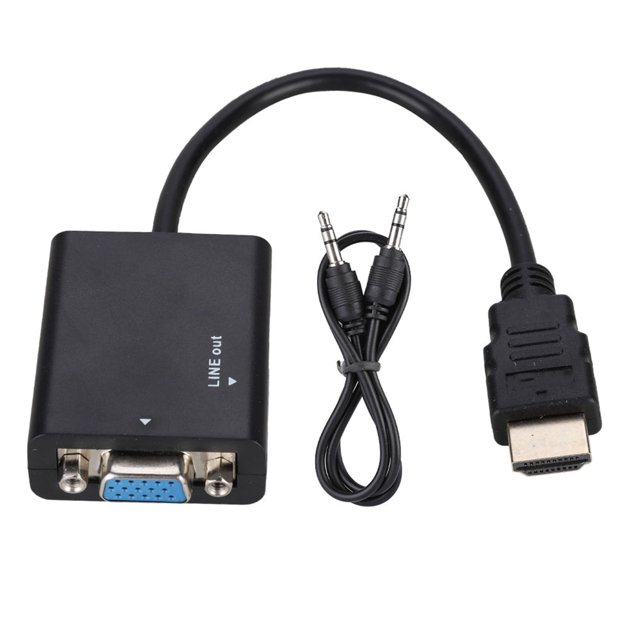 Convertidor HDMI Adopter Cable De Audio De 3,5 Mm HDMI A Cable VGA Negro ANGGREK