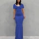 thumbnail image 1 of Puntoco Vestido De Manga Corta Con Cuello Redondo Y Cintura Ajustada De Color Sólido Informal De Verano Para Mujer Azul S,Regalos Para Mujer Joven, 1 of 4