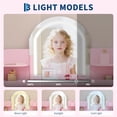 thumbnail image 3 of Kojooin Kids Vanity & Stool Set with Bookshelf, Lighted Drawer & Open Shelves, 3 of 7
